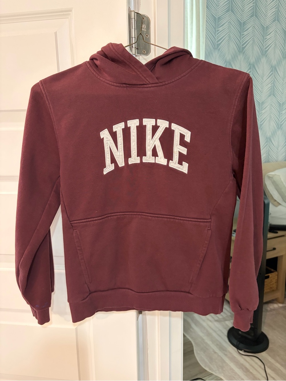 Nike Maroon Pullover Hoodie with White NIKE Logo